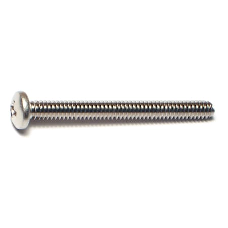#10-24 x 2 in Phillips Pan Machine Screw, Plain 18-8 Stainless Steel, 15 PK